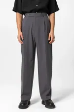 Antioch Anthracite Baggy High-Waisted Men's Fabric Trousers