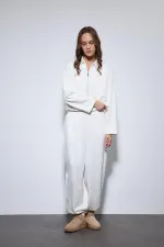 Antioch Off-White Voluminous Jacket and Sweatpants Set with Elasticated Hem