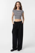 T-shirt rayé court noir Antioch pour femme