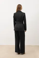 Veste blazer cintrée noire à ceinture pour femme Antioch