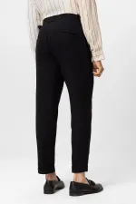 Pantalon homme Antioch noir taille haute en lin mélangé à double ourlet