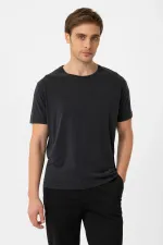 T-shirt homme Antioch noir coupe classique en tissu technique modal