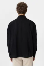 Antioch Black Textured Jacquard Cotton Men's Shirt