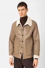 Veste en similicuir pour homme Antioch avec doublure en vison