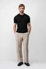 Antioch Black Textured Knit Men's Polo T-Shirt