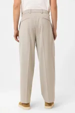 Pantalon plissé beige Antioch taille haute coupe décontractée pour homme