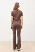 Antioch Kahve Polo Yaka Kadın T-Shirt