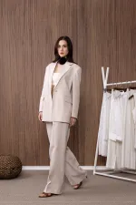 Antioch Beige 100% Linen Women's Blazer Jacket