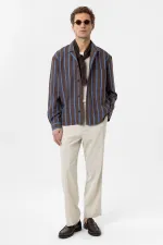 Antioch Coffee Relax Fit Striped Men's Shirt