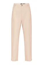 Pantalon homme Antioch beige à taille haute plissée et coupe décontractée