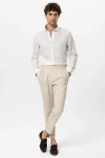 Chemise homme Antioch blanche à col boutonné, 100 % lin
