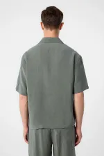 Antioch Khaki Apache Collar Modal Fabric Men's Shirt