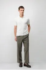 Antioch Off-White Textured Knit Men's Polo T-Shirt