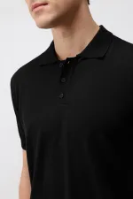T-shirt en maille pour homme Antioch Black Comfort Slim à col polo