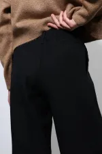 Antioch Siyah Bel Lastikli Pileli Kadın Pantolon