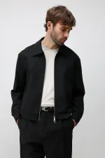 Veste Antioch noire à fermeture éclair et coupe décontractée pour homme