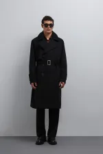 Trench-coat Antioch noir coupe décontractée pour homme