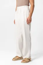 Antioch Ekru Yüksek Bel Pileli Baggy Erkek Pantolon