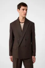 Veste blazer homme Antioch Coffee Relax Fit en lin mélangé