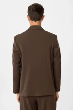 Antioch Kahve Relax Fit Kruvaze Erkek Blazer Ceket
