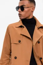 Trench-coat croisé à ceinture couleur fauve Antioch