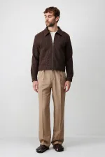 Antioch Men's Jacket with Coffee Texture and Zipper