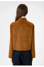 Antioch Tan Women's Faux Suede Crop Jacket