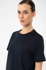 Antioch Navy Blue Women's Crew Neck Basic T-Shirt