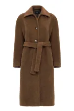 Manteau texturé doux avec ceinture pour femme Antioch Coffee