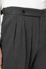 Pantalon homme Antioch anthracite à rayures et ourlet double, taille haute