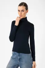 Antioch Lacivert Kadın Boğazlı Triko Kazak