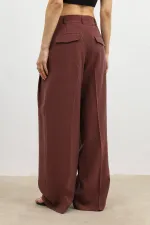Antioch Burgundy Lyocell Blend Wide Leg Women's Trousers Antioch Burgundy Lyocell Blend Wide Leg Women's Trousers