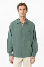 Chemise décontractée pour homme Antioch Green en lin mélangé