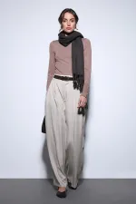 Antioch Bej Pileli Palazzo Kadın Pantolon