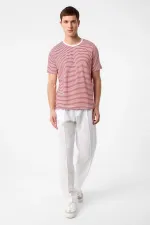 T-shirt rayé rouge Antioch coupe classique pour homme