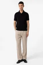 T-shirt Antioch Black 100% coton à col Apache en maille