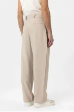 Antioch Bej Pileli Baggy Fit Erkek Pantolon