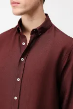 Antioch Burgundy Linen Blend Relaxed Fit Men's Shirt