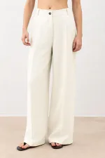 Antioch Ecru Pleated Palazzo Women's Trousers