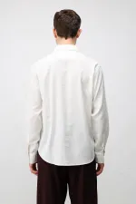 Antioch Ecru Modal Blend Textured Men's Shirt