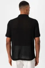 Antioch Siyah Polo Yaka Örme Erkek T-Shirt