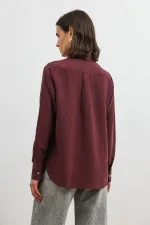 Chemise rayée Antioch Burgundy 100% lyocell pour femme