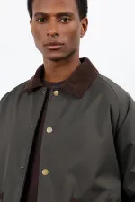 Antioch Haki Kontrast Yaka Erkek Mont