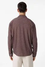 Chemise à carreaux Antioch Coffee pour homme, coupe décontractée