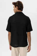 Antioch Siyah Dokulu Kroşe Erkek Gömlek