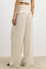 Antioch Taş Lyocell Karışımlı Geniş Paça Kadın Pantolon