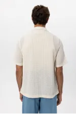 Chemise homme Antioch blanc cassé texturée au crochet