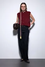 Antioch Burgundy Textured Women's Knitted Vest