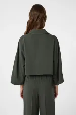 Antioch Haki Crop Kadın Gömlek