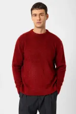 Pull homme Antioch bordeaux aspect laine